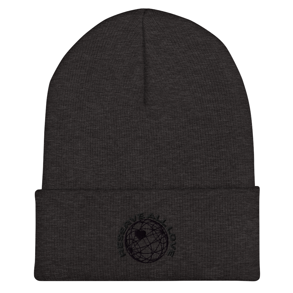 Reserve All Love Dark Grey and Black Cuffed Beanie