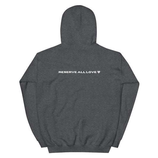 Reserve All Love Dark Grey and White Hoodie
