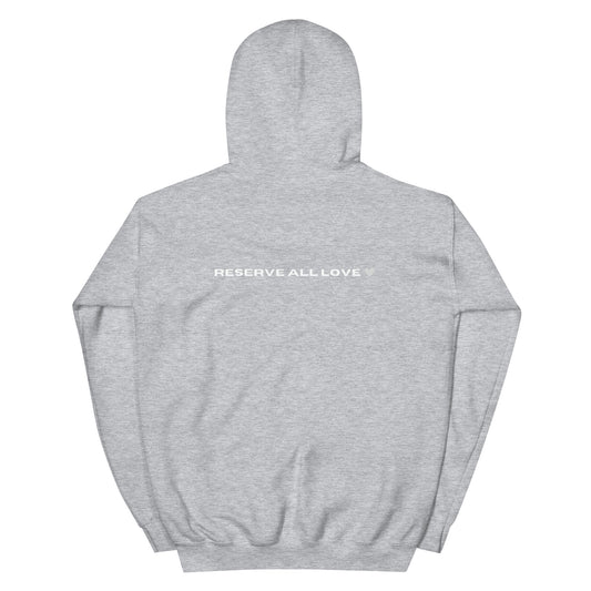 Reserve All Love Light Grey and White Hoodie