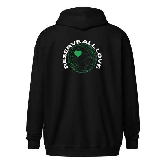 Reserve All Love Black and Green Zip Hoodie