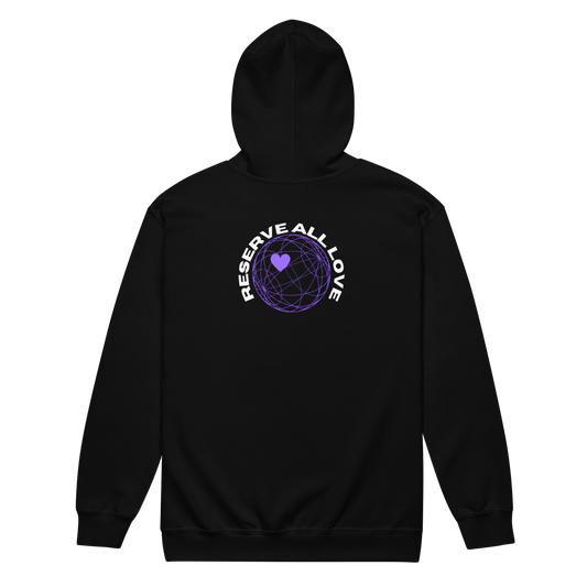 Reserve All Love Black and Purple Zip Hoodie
