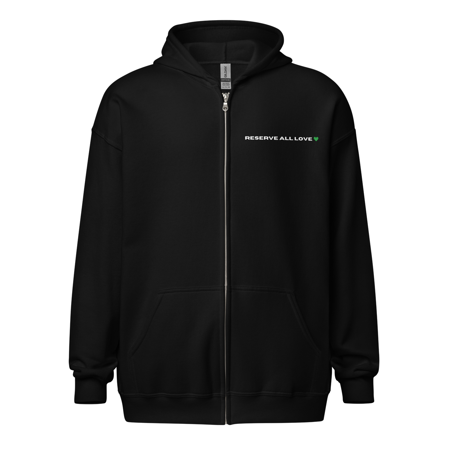 Reserve All Love Black and Green Zip Hoodie