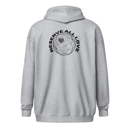 Reserve All Love Light Grey and Black Zip Hoodie