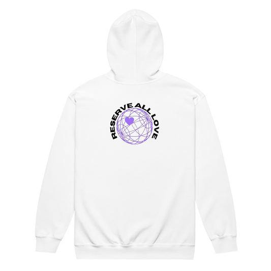 Reserve All Love White and Purple Zip Hoodie
