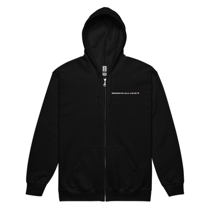 Reserve All Love Black and Pink Zip Hoodie