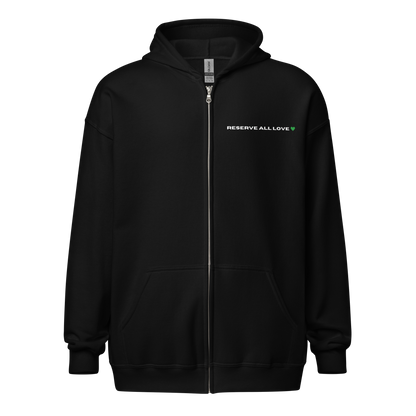 Reserve All Love Black and Green Zip Hoodie