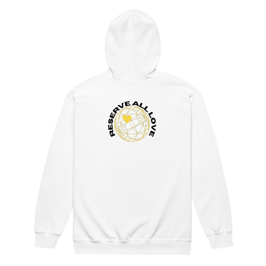 Reserve All Love White and Yellow Zip Hoodie