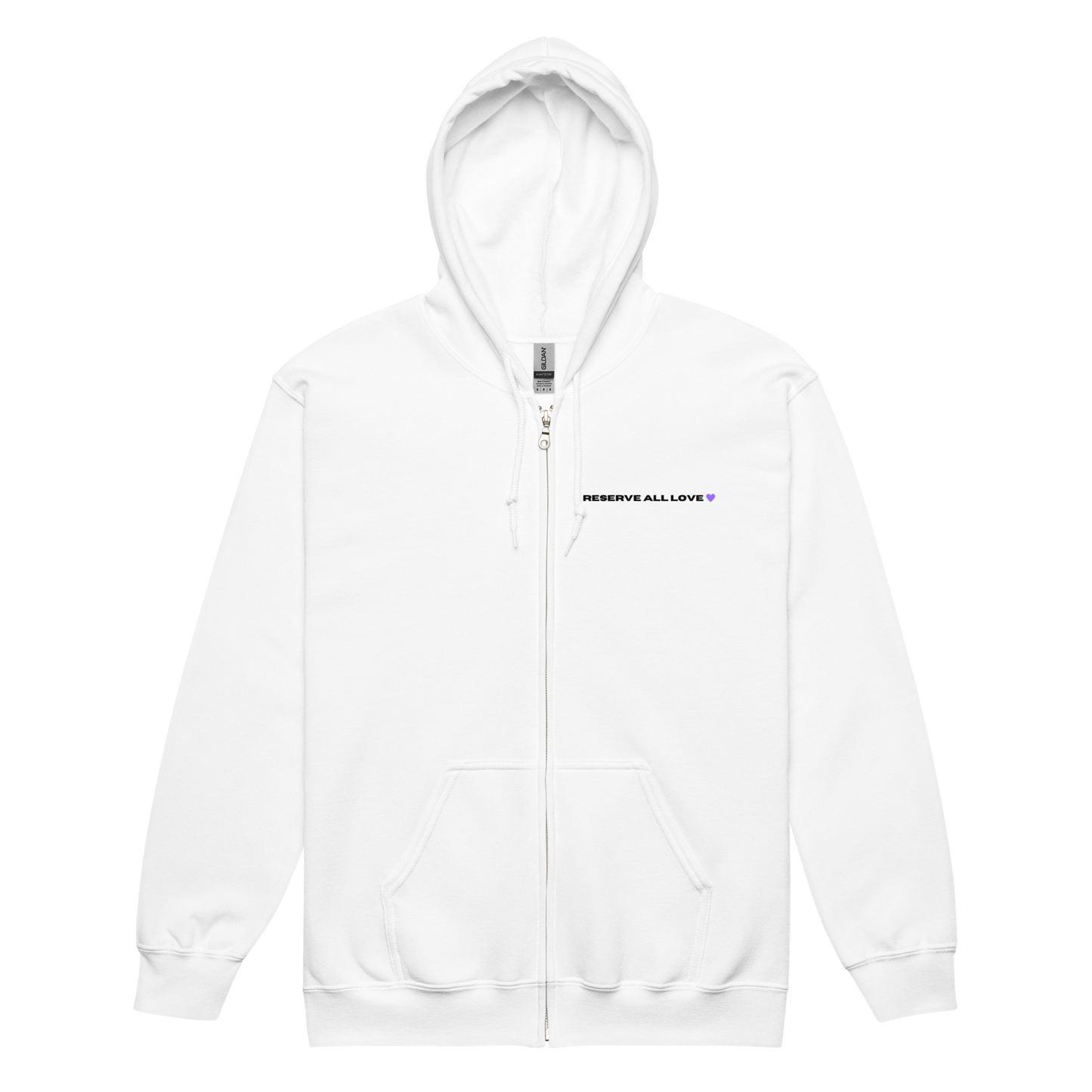 Reserve All Love White and Purple Zip Hoodie