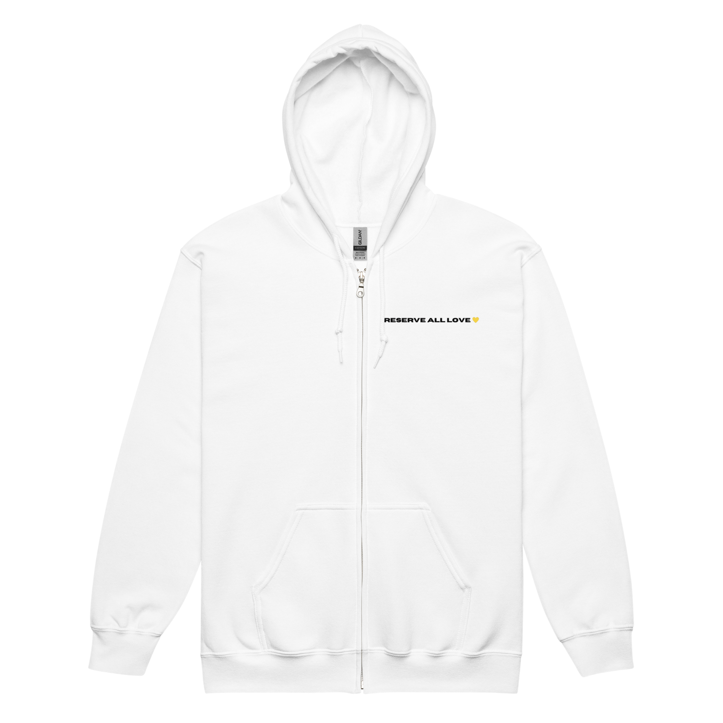 Reserve All Love White and Yellow Zip Hoodie